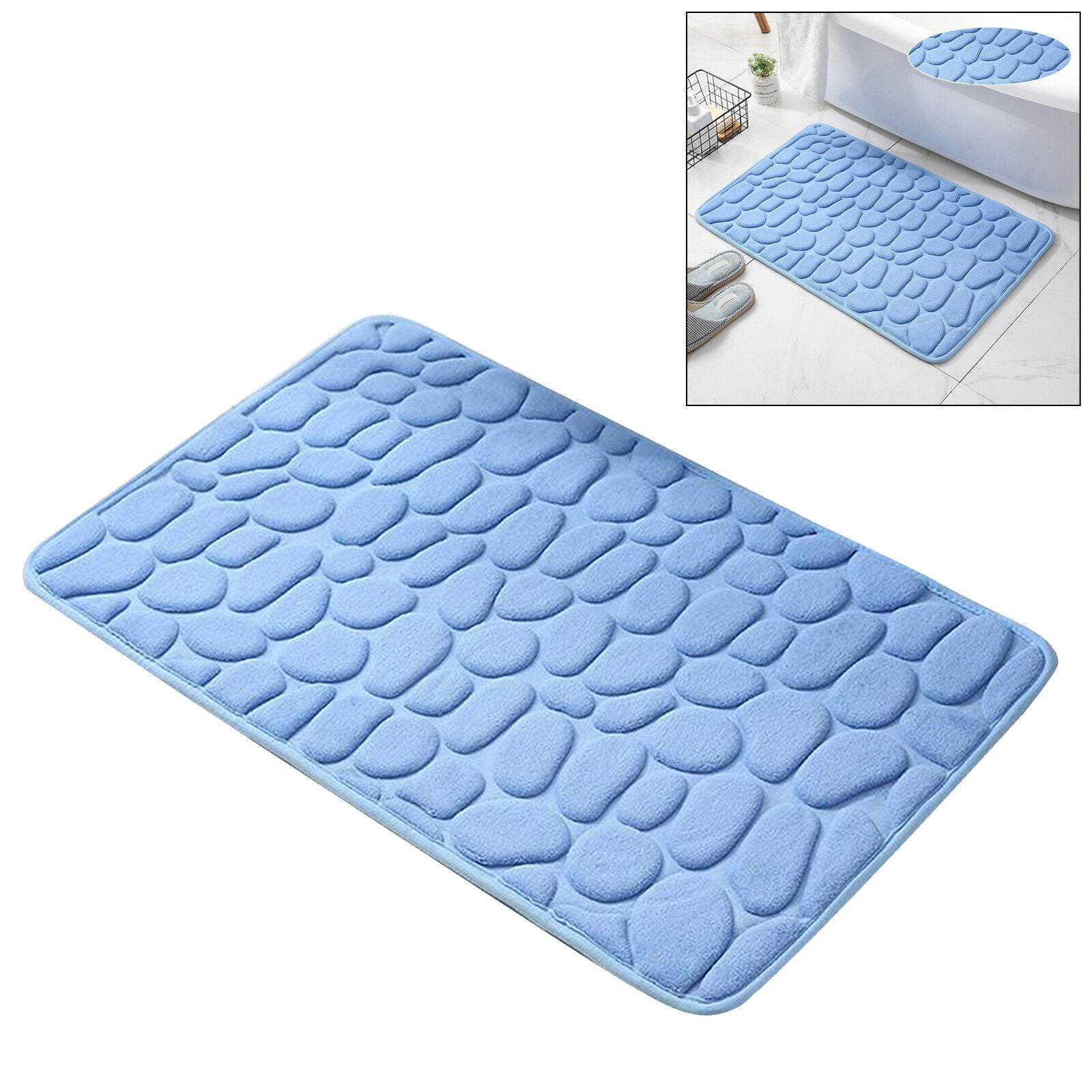 Bathroom Carpet Mat Floor Mat Rug Anti-slip Doormat 40x60cm Blue