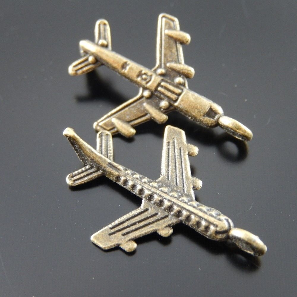 30-pack Antiqued Bronze Alloy Airplane Charm Pendant Jewelry Art Craft 20x17x6mm