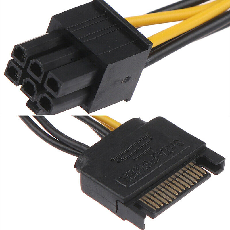 SATA Power Cable 15 Pin To 6 Pin PCI-E Sata Graphics Converter Adapter ^.l8