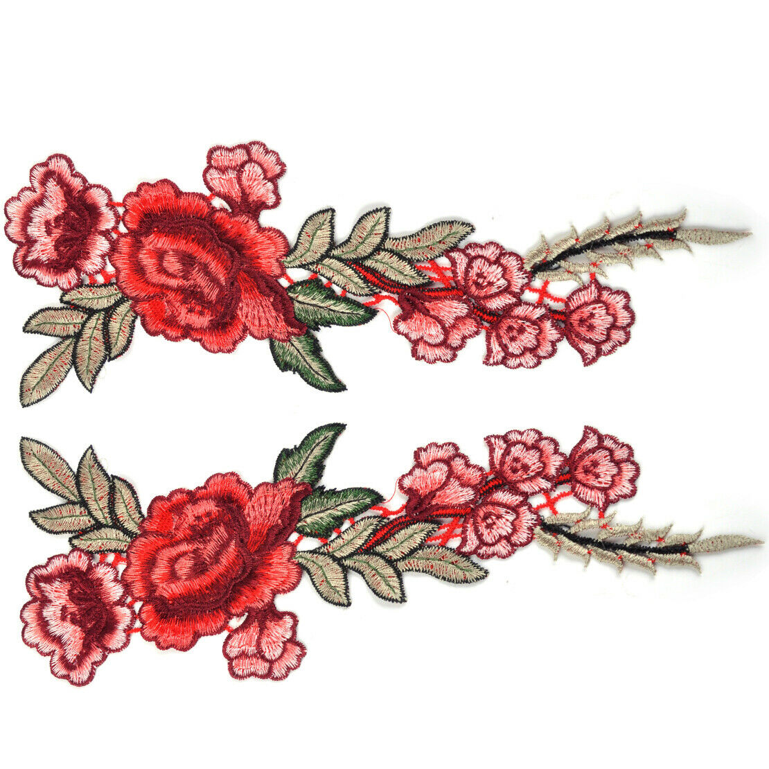 2x Rose Flower Embroidered Patch Sew Applique Badge for Dress Craft Clothing An