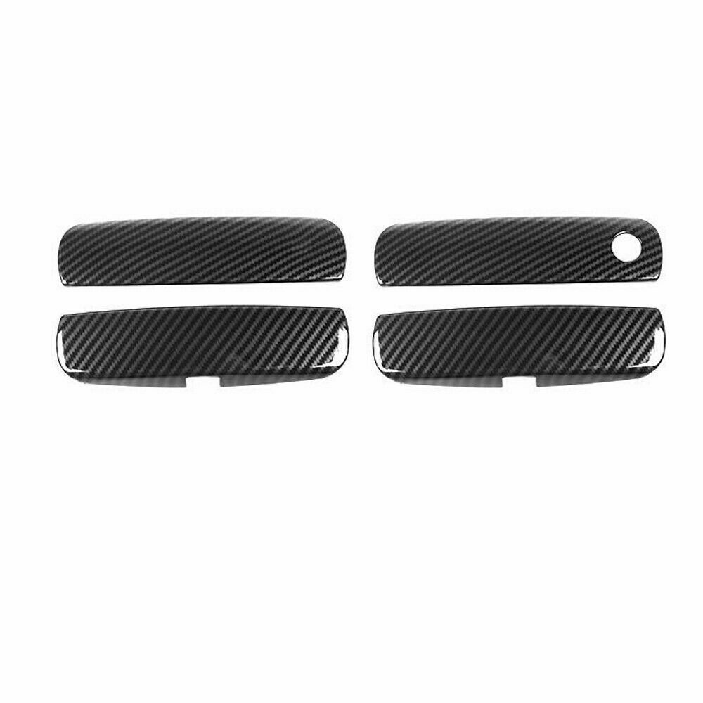 Fit 2011-2020 Dodge Charger Print Look Door Handle Covers Black Carbon Fiber