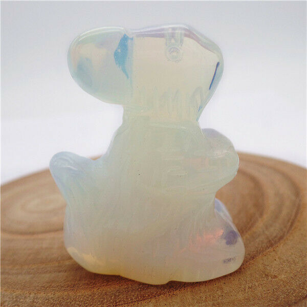 46x36x21mm Squirrel Decoration White Opal Carved Stone Statue Home Decor HH8073