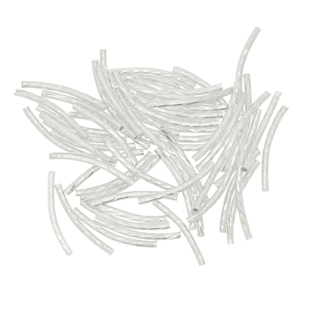 400pcs Engraved Curved Noodle Tube Spacer Beads Charms Jewelry Making Findings