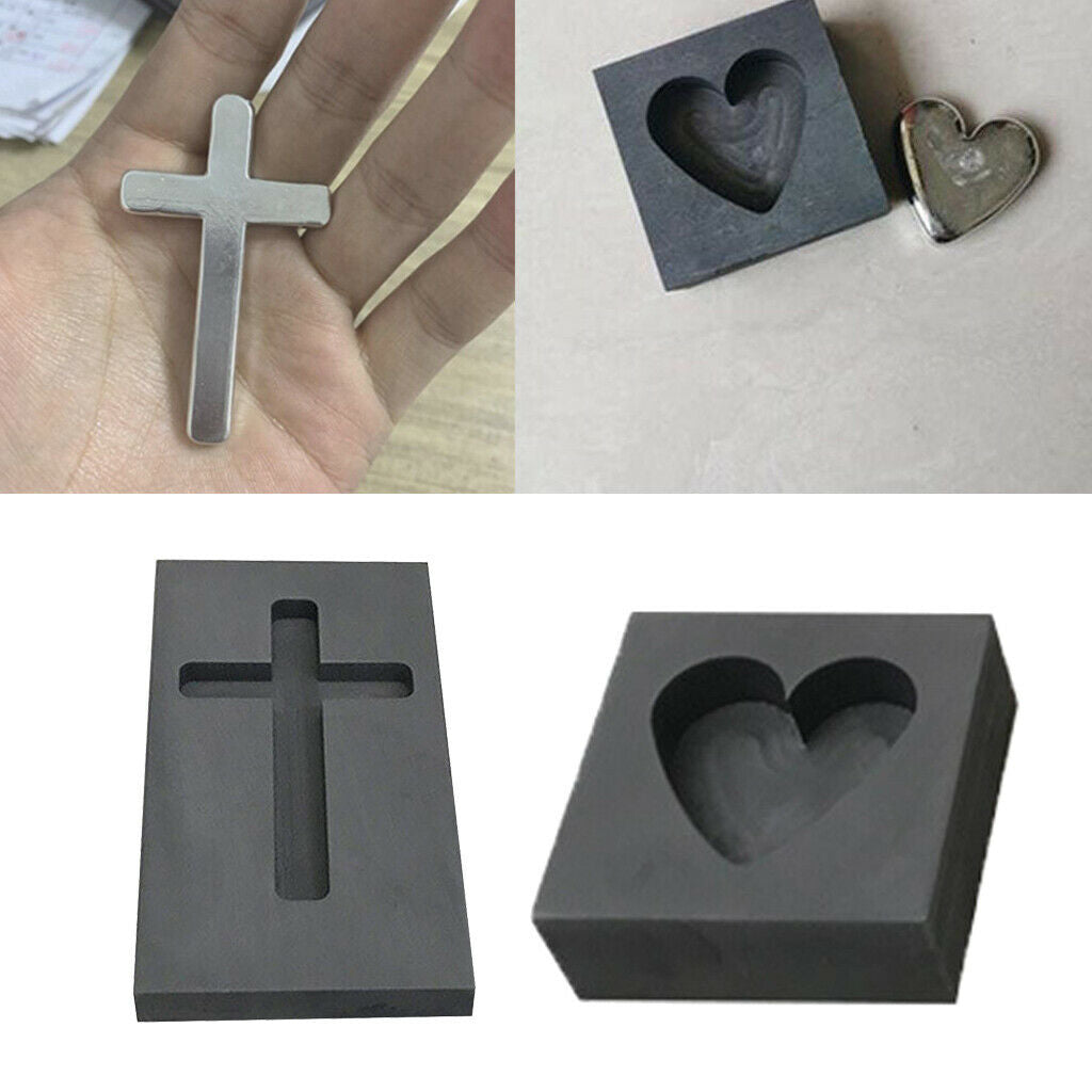 Set of 2 Graphite Ingot Mould Mold Crucible Tool for Copper Brass Zinc