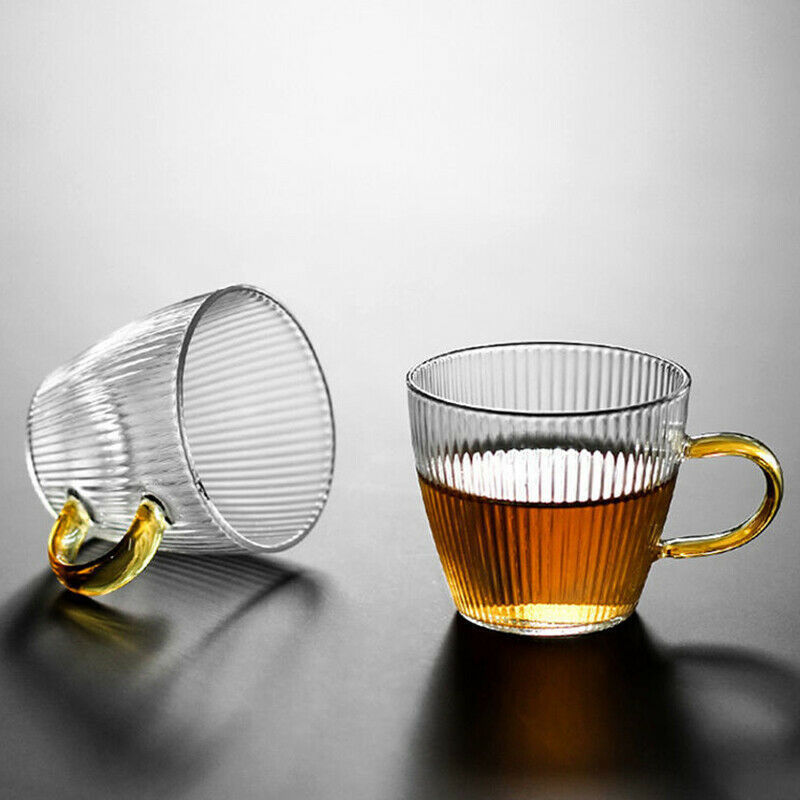 Milk Glass Tea Cup Transparent Wine Glass Vertical Pattern Cup Drinking C.l8