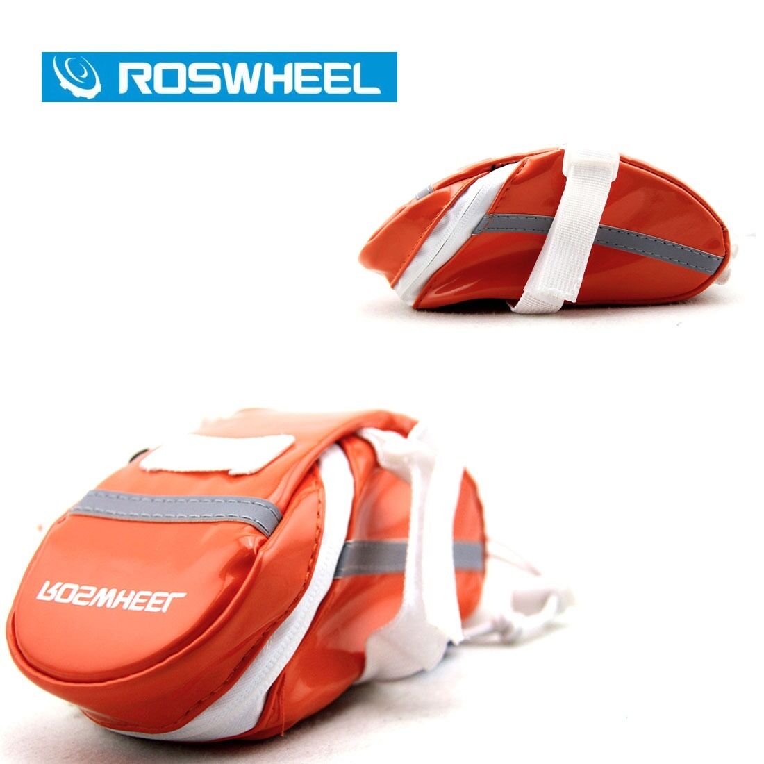Orange ROSWHEEL Bike Bicycle Saddle Rear Seat Bag Patent Leather Waterproof