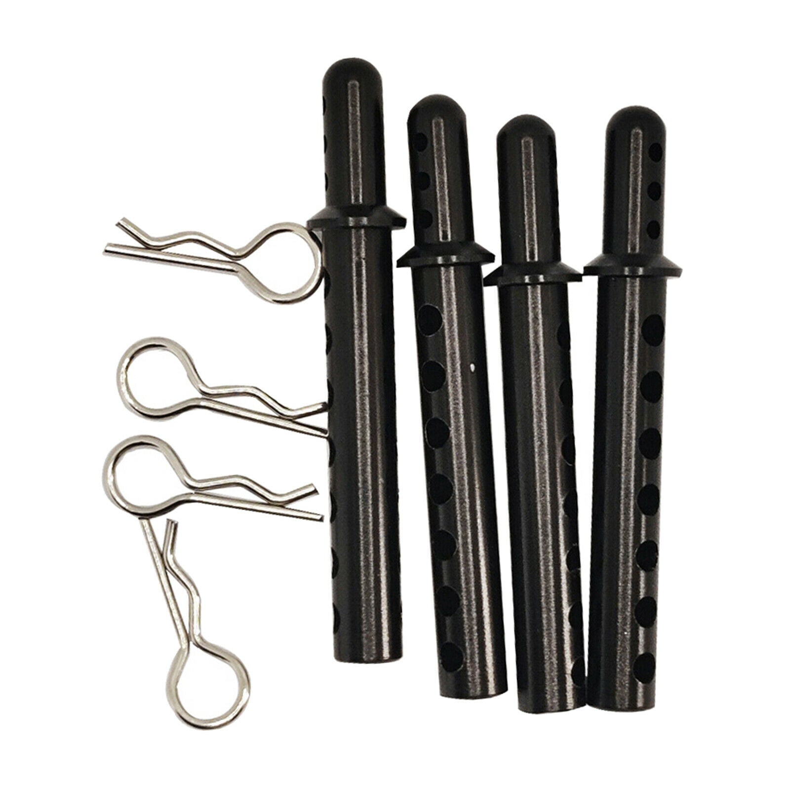 Aluminum Body Post Mounts With R-Clip Pins For 1:10 1: 8 RC Car Black