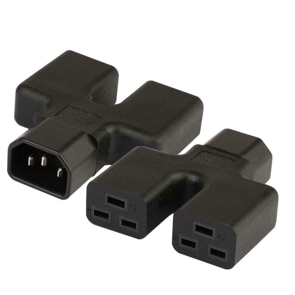 IEC320 C14 To 2x IEC320 C19 Power Adapter Y-spliter Conversion Plug For PCs