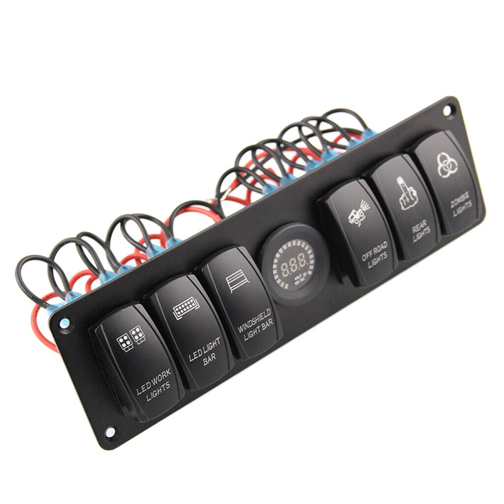 12V/24V 6 Gang Rocker Switch Panel Waterproof Control Switch