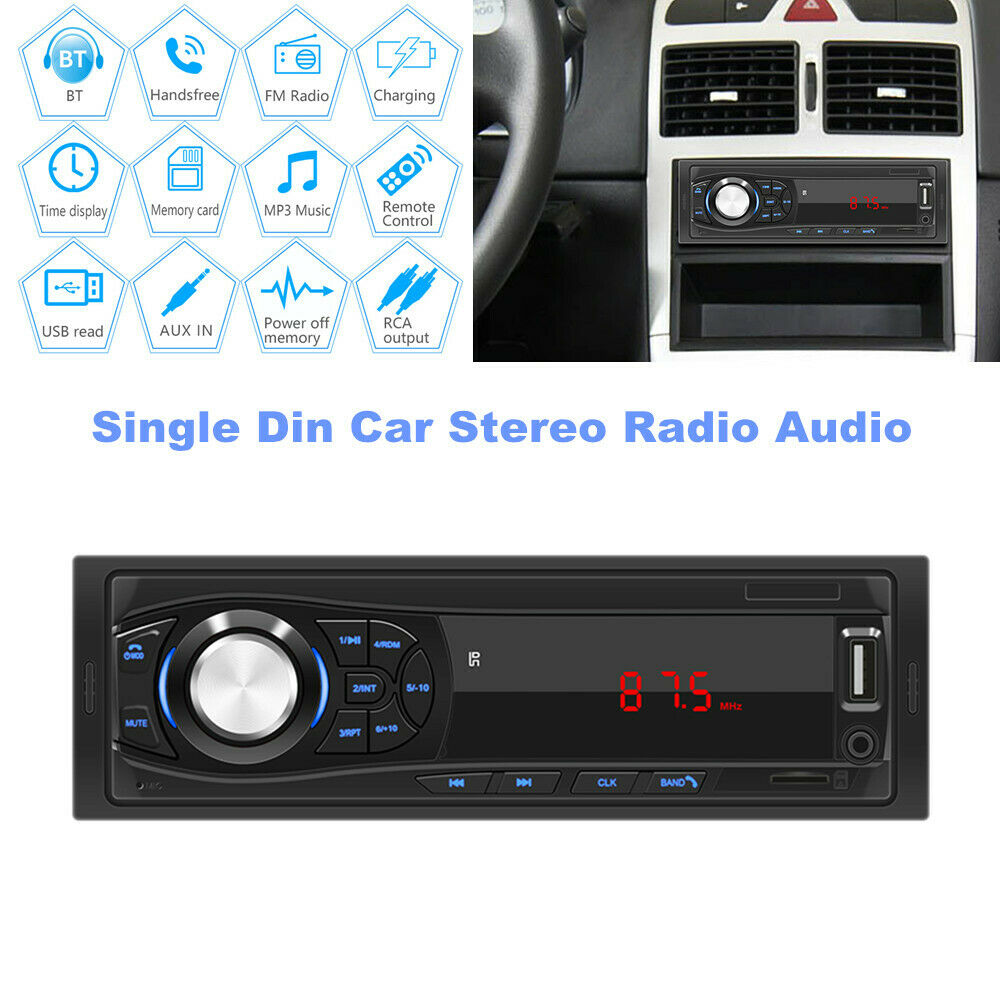Single Din Car Stereo Radio Audio 4-Channel Bluetooth USB/FM /USB Remote Control