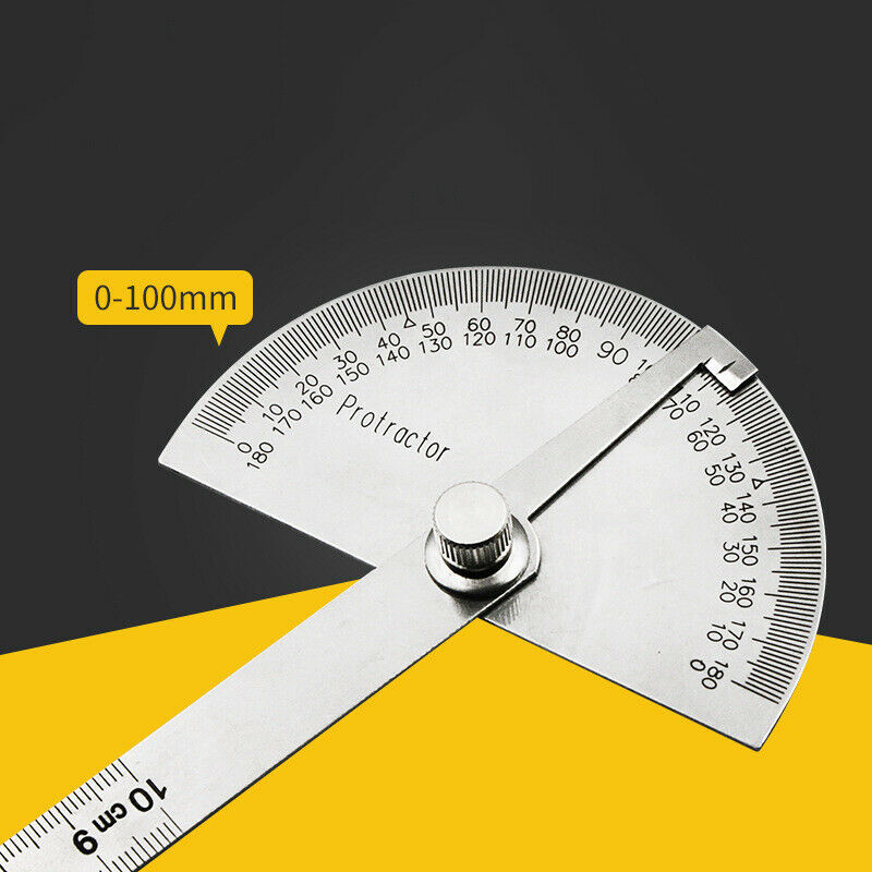Stainless Steel Angle Ruler 180° Protractor Round Finder Arm Measuring Tool