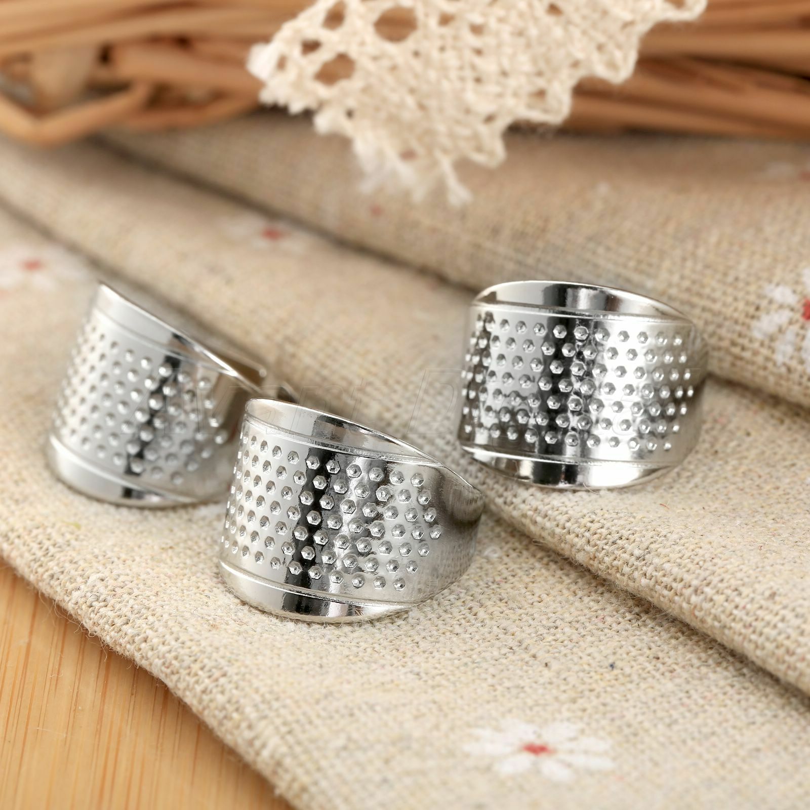 3X Finger Thimbles Adjustable Size Ring Thimble Sewing Tool Handmade Stitch Tool