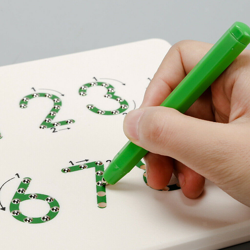 Kids Magnetic Number Tracing Drawing Board with Pen Writing Toys Teaching Aid