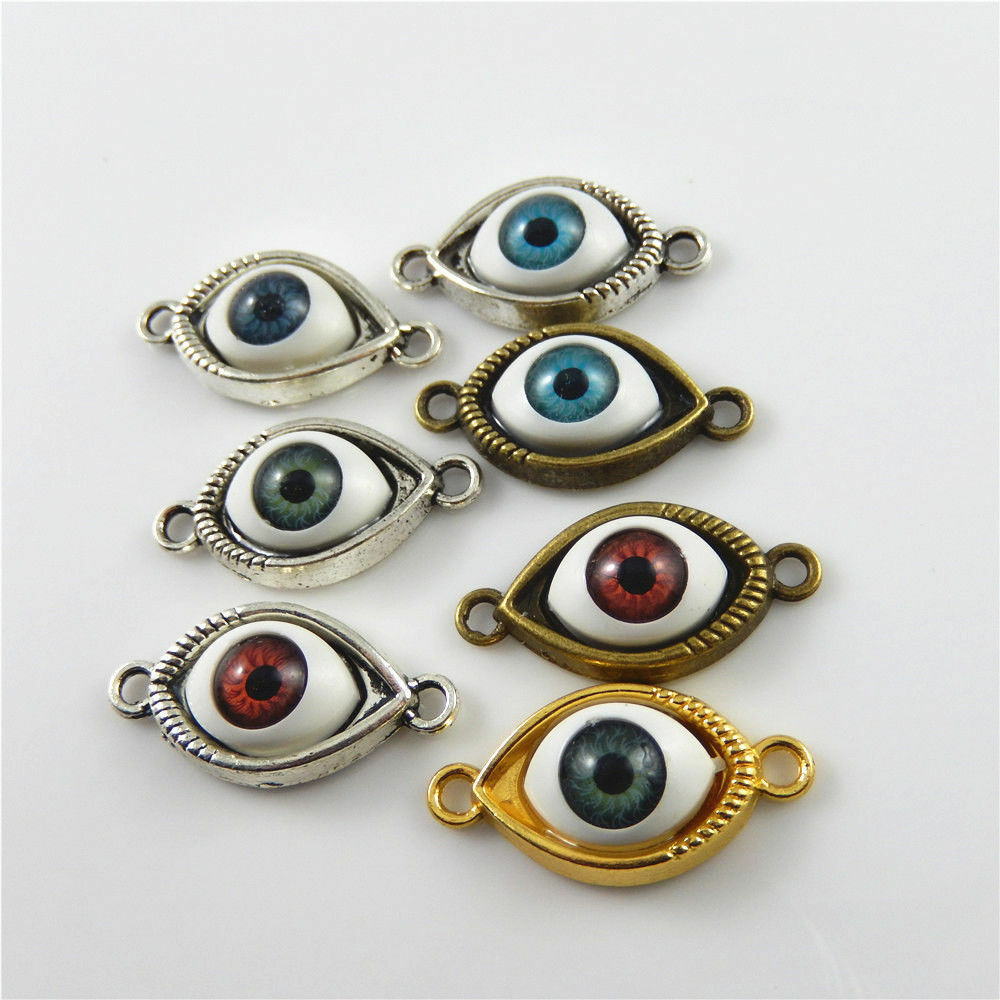 Mixed Colors Alloy Charms Evil Eye Look Pendants Jewelry Making 12pcs/lot 52623