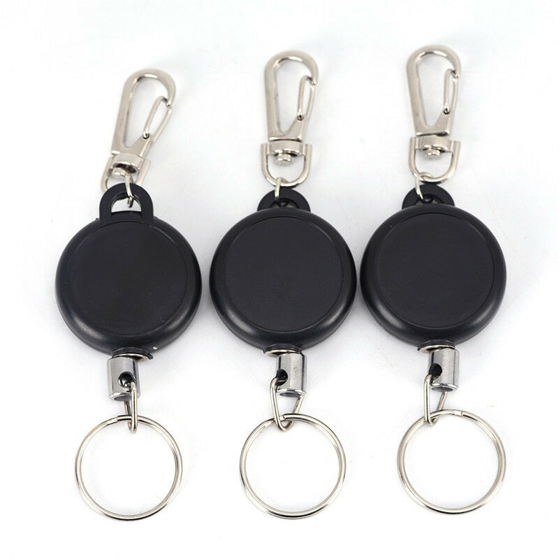 Retractable KeyChain Reel Steel Cord Recoil Belt Ring Badge Pass ID Card Holders