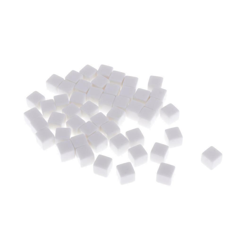 100Pcs Plastic White Opaque Blank D6 Dice for RPG Party Game Casino Supplies
