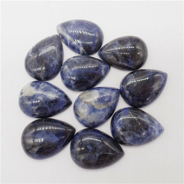 15Pcs 25x18x6mm Wholesale Natural Blue Sodalite Teardrop Cab Cabochon HH9658