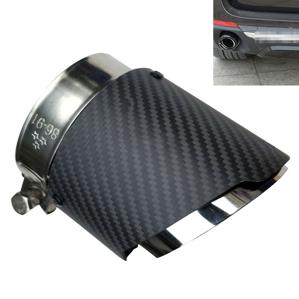 For BMW X5 F15 E70 X6 F16 Exhaust Tip Muffler Pipe Matte Carbon Fiber 86mm Inlet