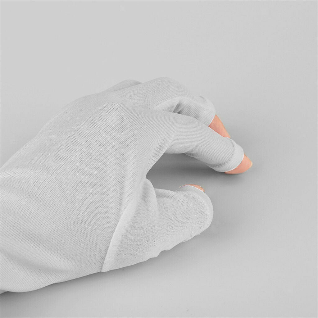 3 Pairs Soft Fabric Anti UV Hand UV Protector Gloves for Dryer Lamp White