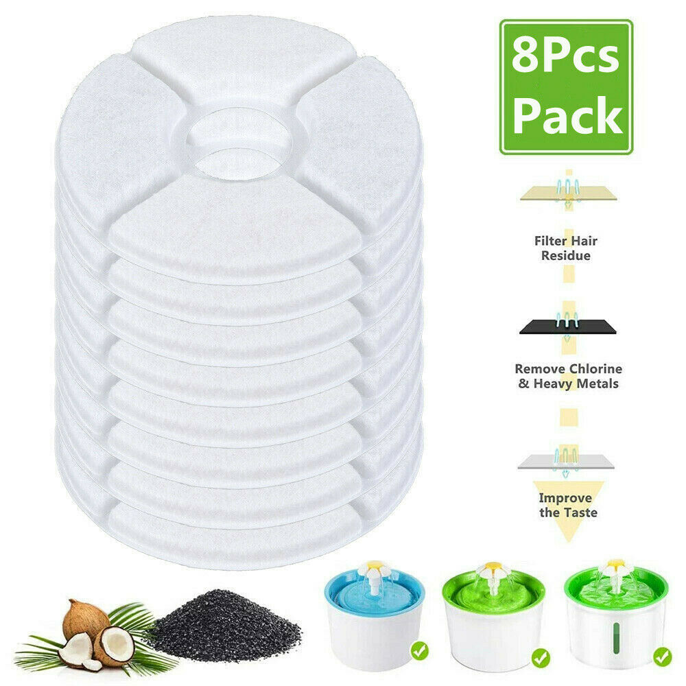 8Pcs Pet Cat Water Fountain Filters for Flower Fountains Replacement Filter US