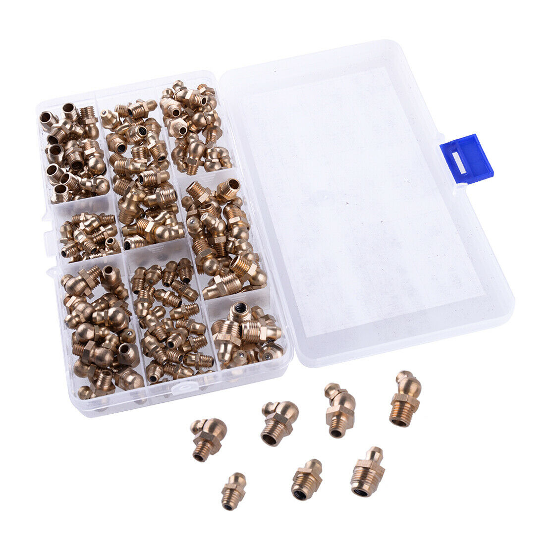 140pcs Brass Metric Hydraulic Lubrication Grease Zerk Fittings Assortment Set A3