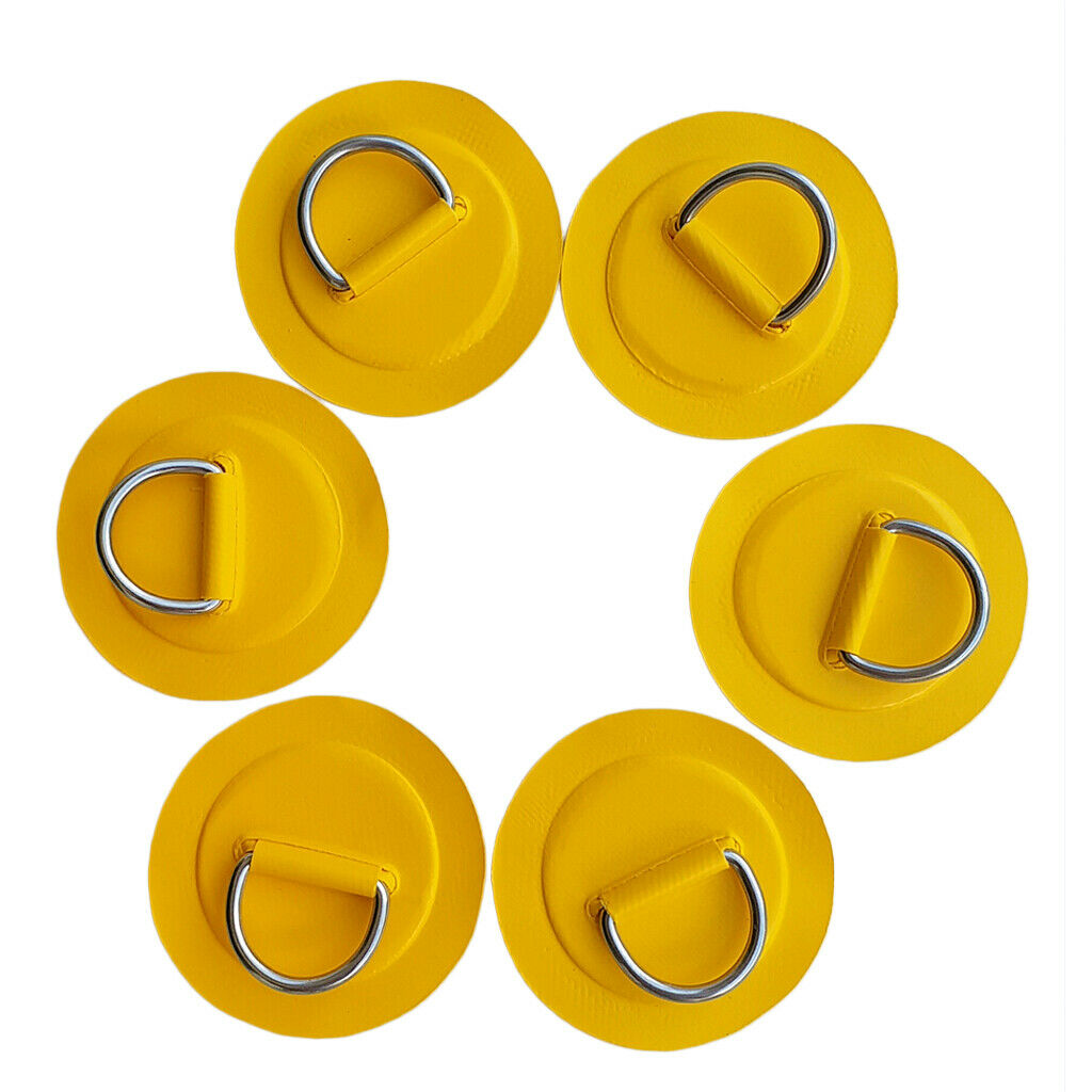 6Pcs Stainless Steel D-Ring Round Patch Pad for Inflatable Boat Kayak Dinghy