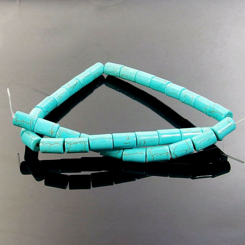 Green Turquoise Stone Cylinder Tube Rondelle Spacer Beads 16" 8x12mm Jewelry DIY