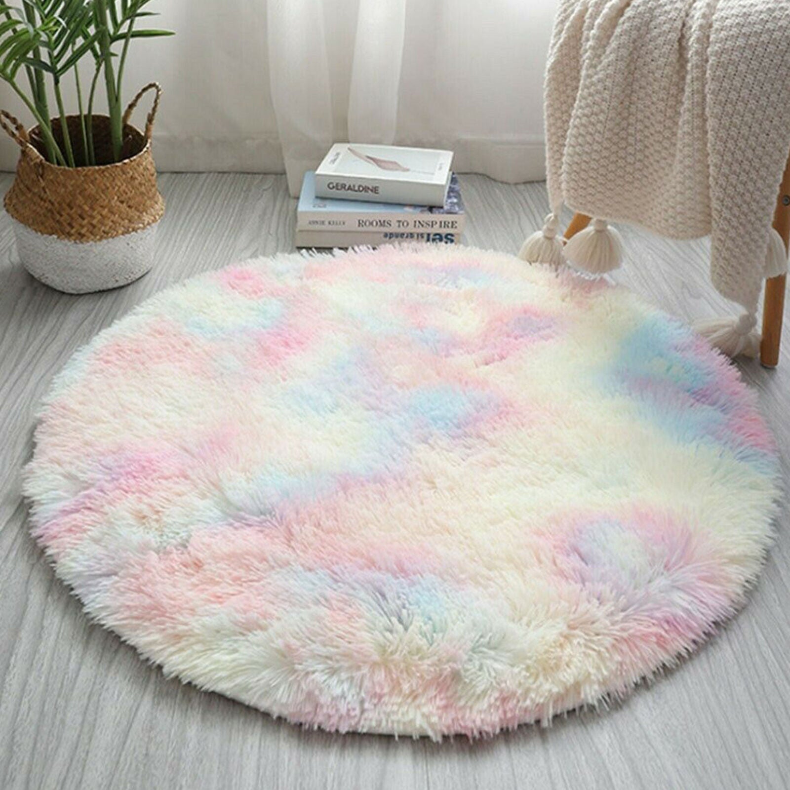 Circle Round Soft Shaggy Rug Kids Living Room Bedroom Carpet Floor Fluffy Mat