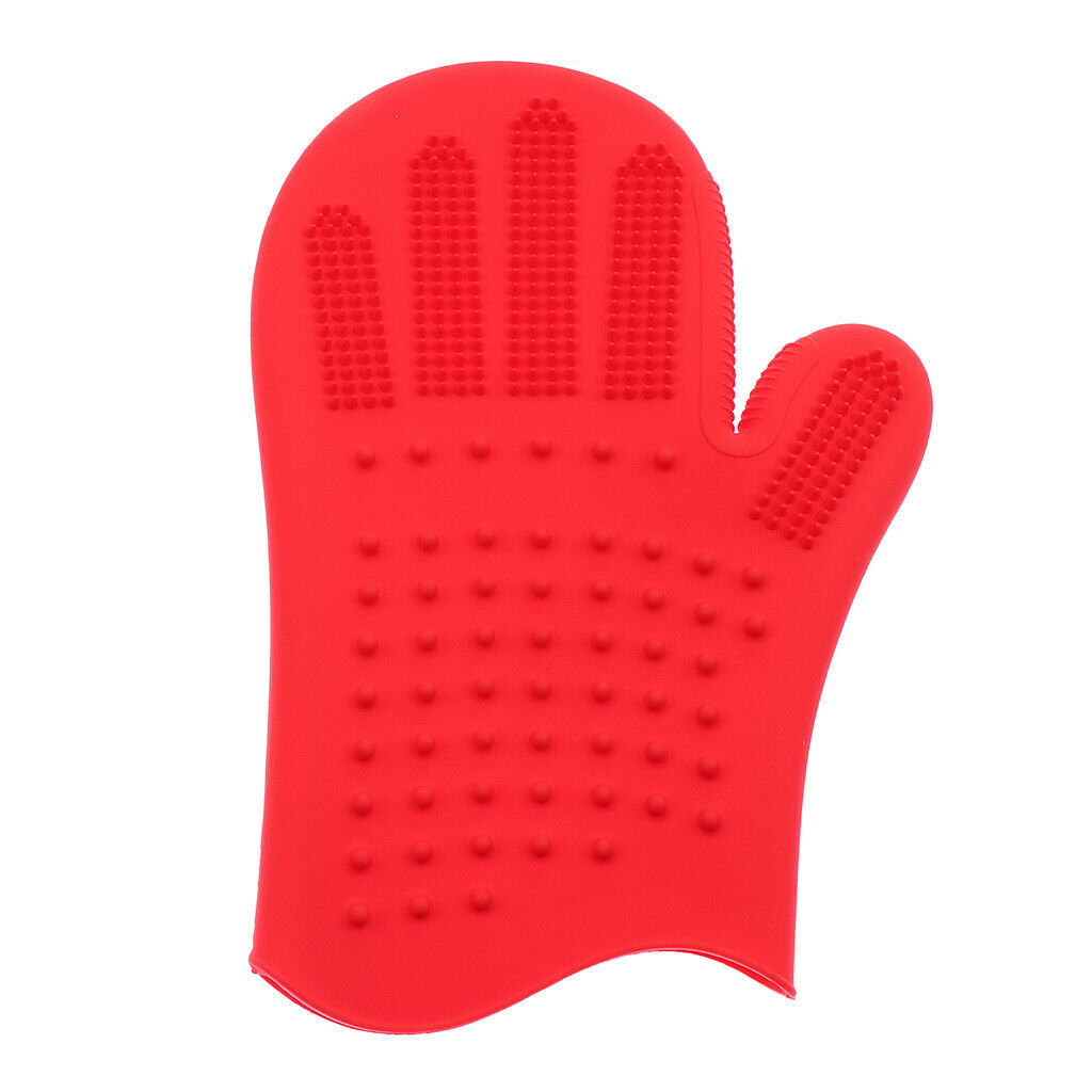 1Pcs Pet Cat Dog Bath Cleaner Grooming Glove Brush Hair Remover Red