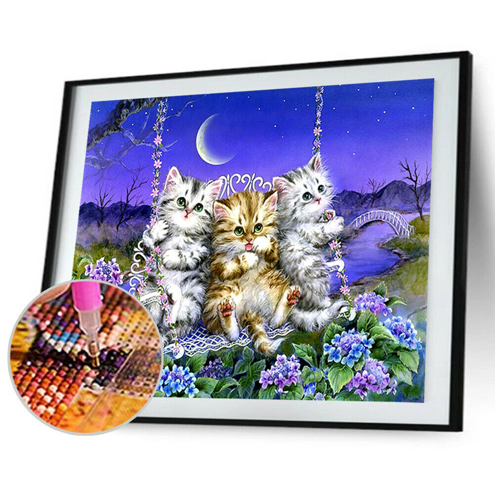 Three Kittens Diamond Painting Cross Stitch DIY Mosaic Embroidery Picture @