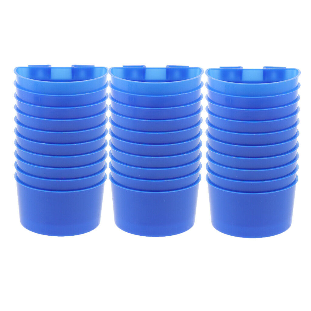 Lot of 30 - Bird Pigeon Parrot Feeder Cups Bowls Feeding Bowl Sand Cups Blue