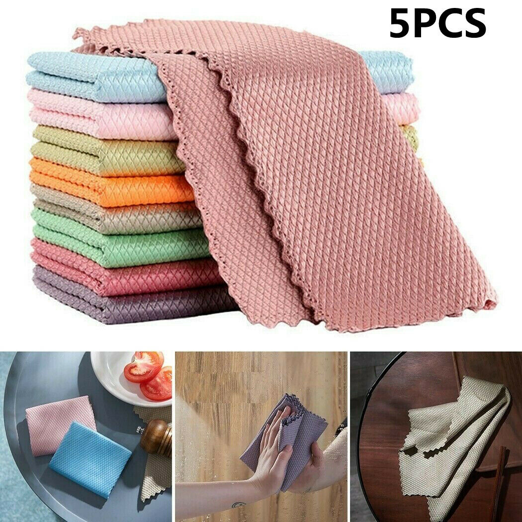 5 PCS NanoScale Streak-Free Miracle Cleaning Cloths Reusable, 30cm x 40cm