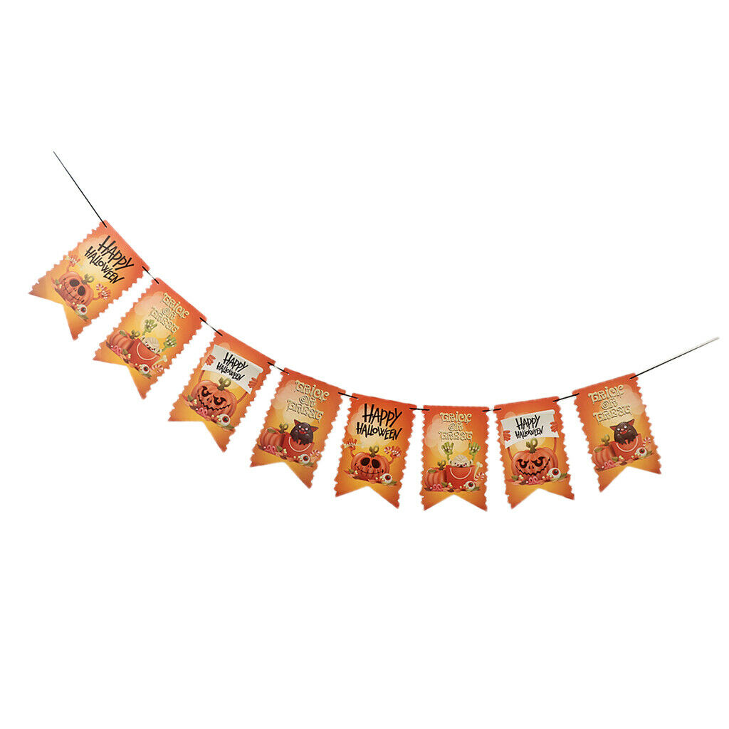 Trick or Treat Halloween Bunting Banner Pumpkin Garland Party Hanging Decor