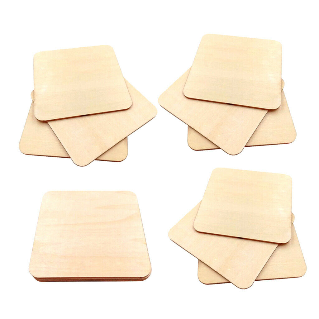 30pcs Blank Square Wooden Pieces DIY Craft Scrapbooking Wedding Party 9x9cm