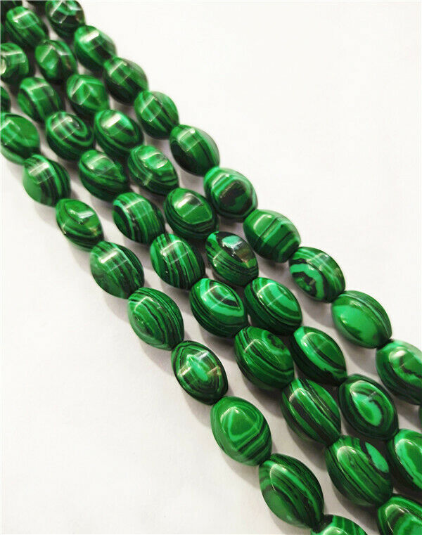 1Strand 14x10mm Green Malachite Faceted Olive Spacer Loose Beads 15.5inch HH7899