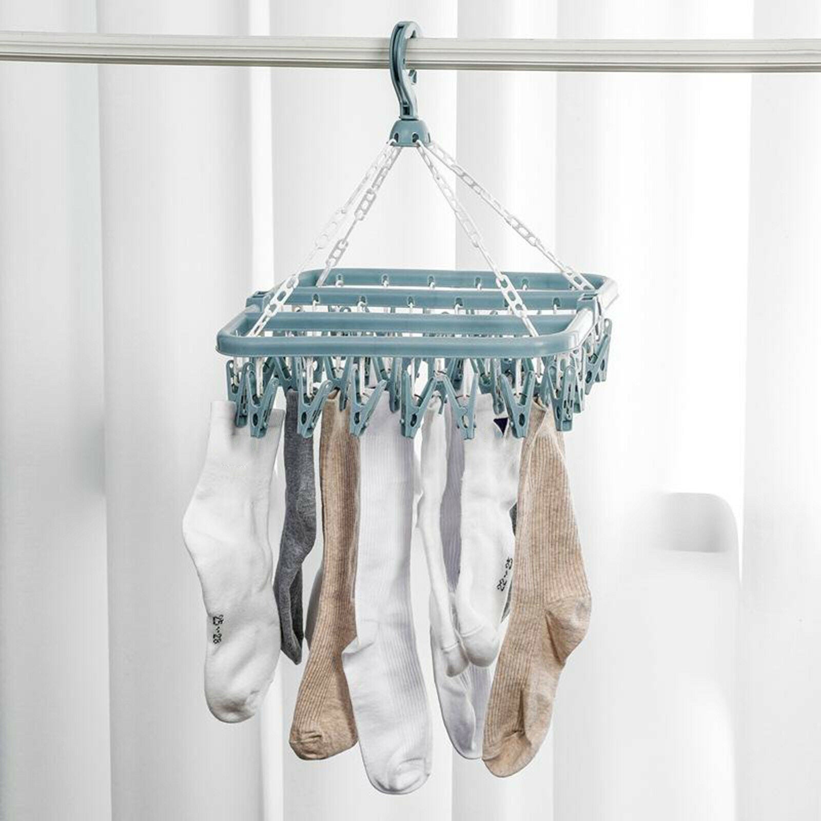 2x 32 Peg Plastic Laundry Foldable Clip Hangers Hanger Washing Line Airer