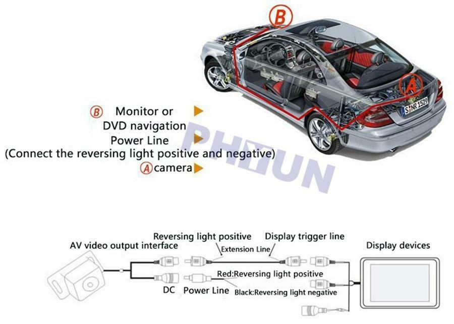 1 Set Mini Auto Vehicle Front/Side/Rear View Reverse Camera + Conversion Line