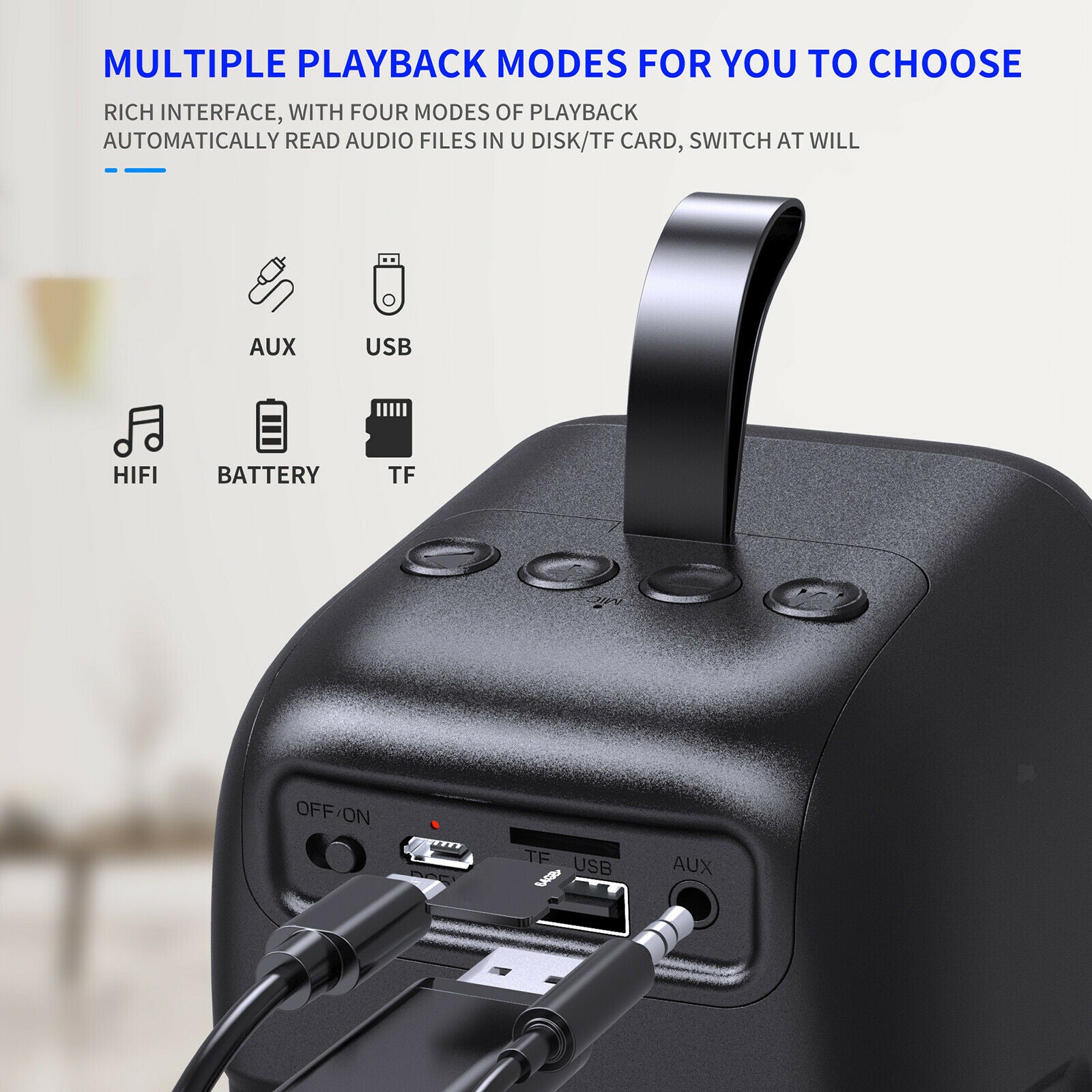Bluetooth Wireless Amplifier Waterproof Handsfree Audio Player USB Subwoofer