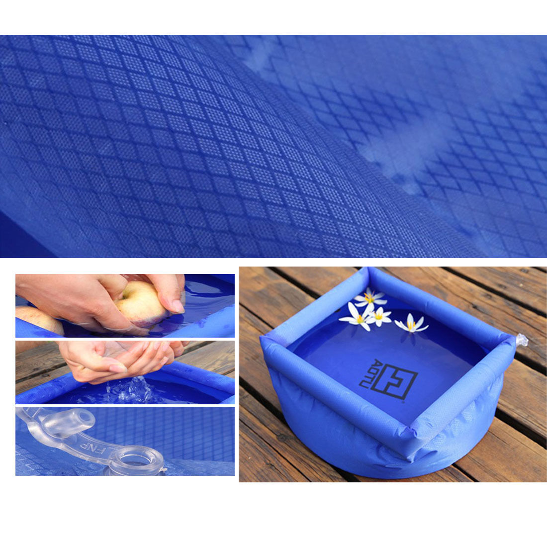 Outdoor Camping Hiking 8L Folding Water Basin Washing Ultralight Sink Blue