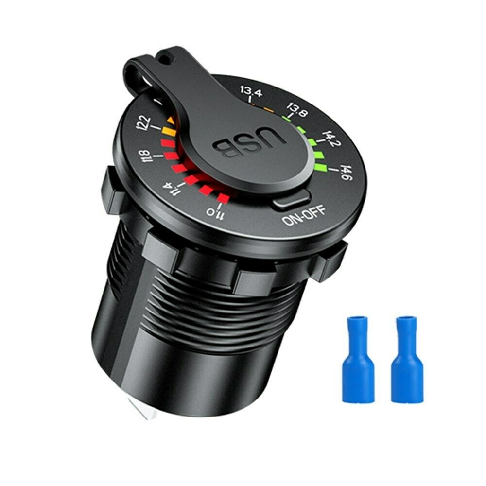 Dual USB Car Charger Socket Power Outlet 12V 4.8A LED Voltmeter for Car Boat