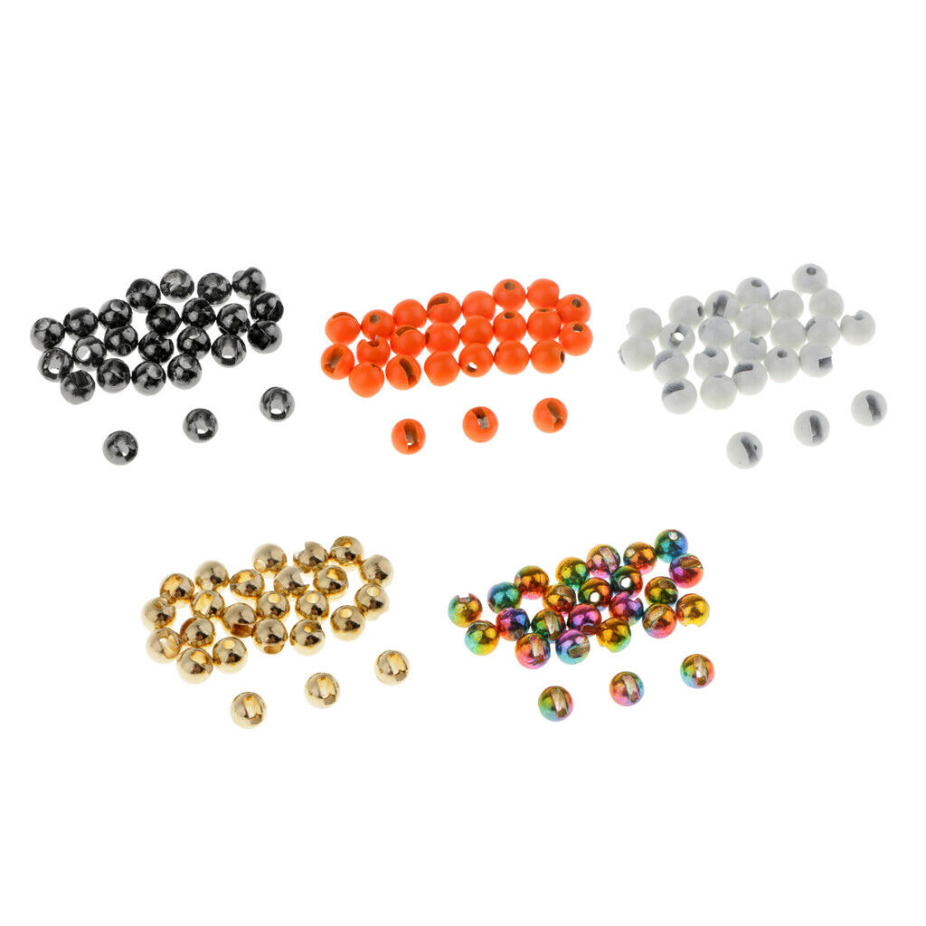 50 lot Slotted Tungsten Beads Anti-rust Fly Tying Materials Nymph Head Jig
