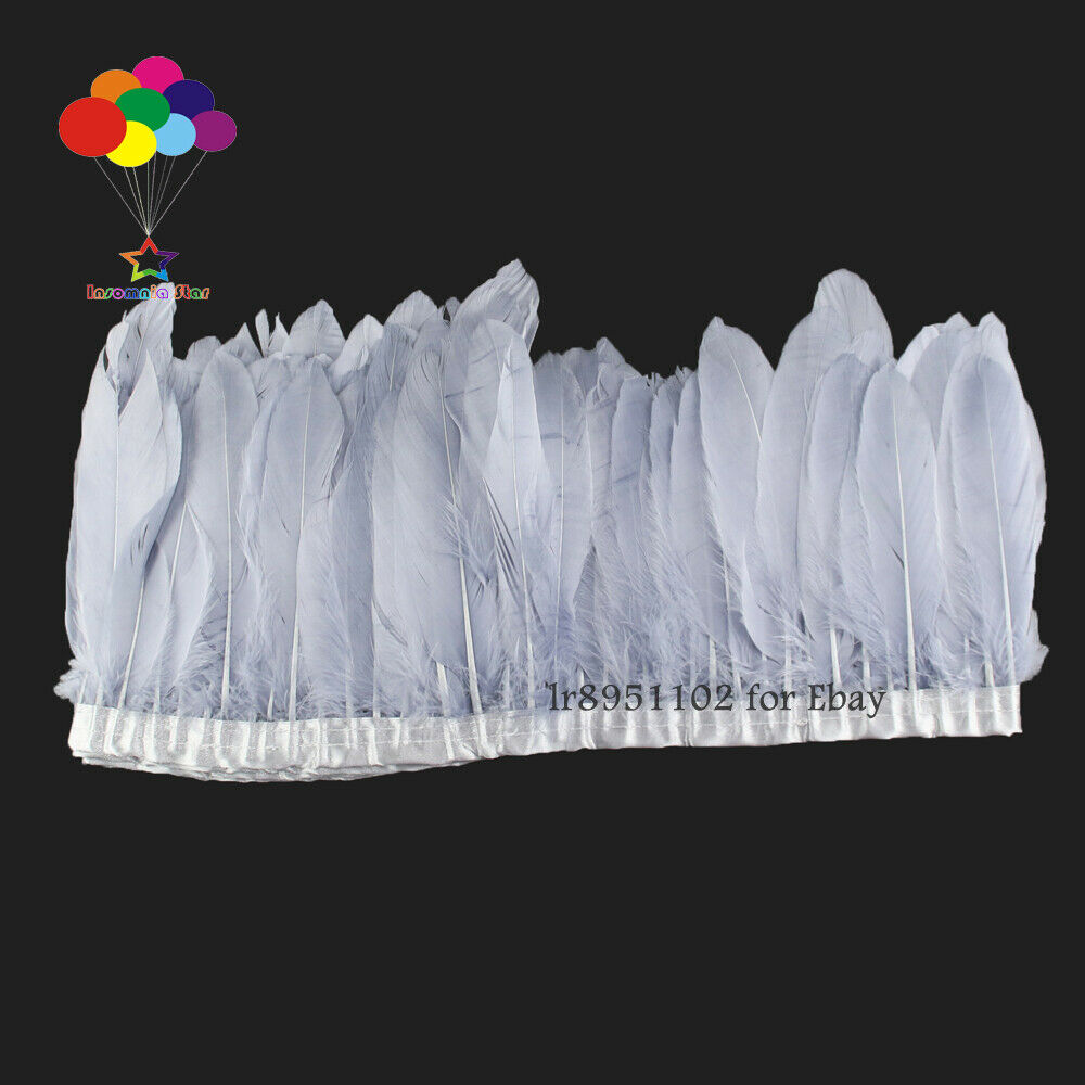 Bleached Snow Light Grey Goose Pallet Parried Feathers Trim Craft Wedding Dress