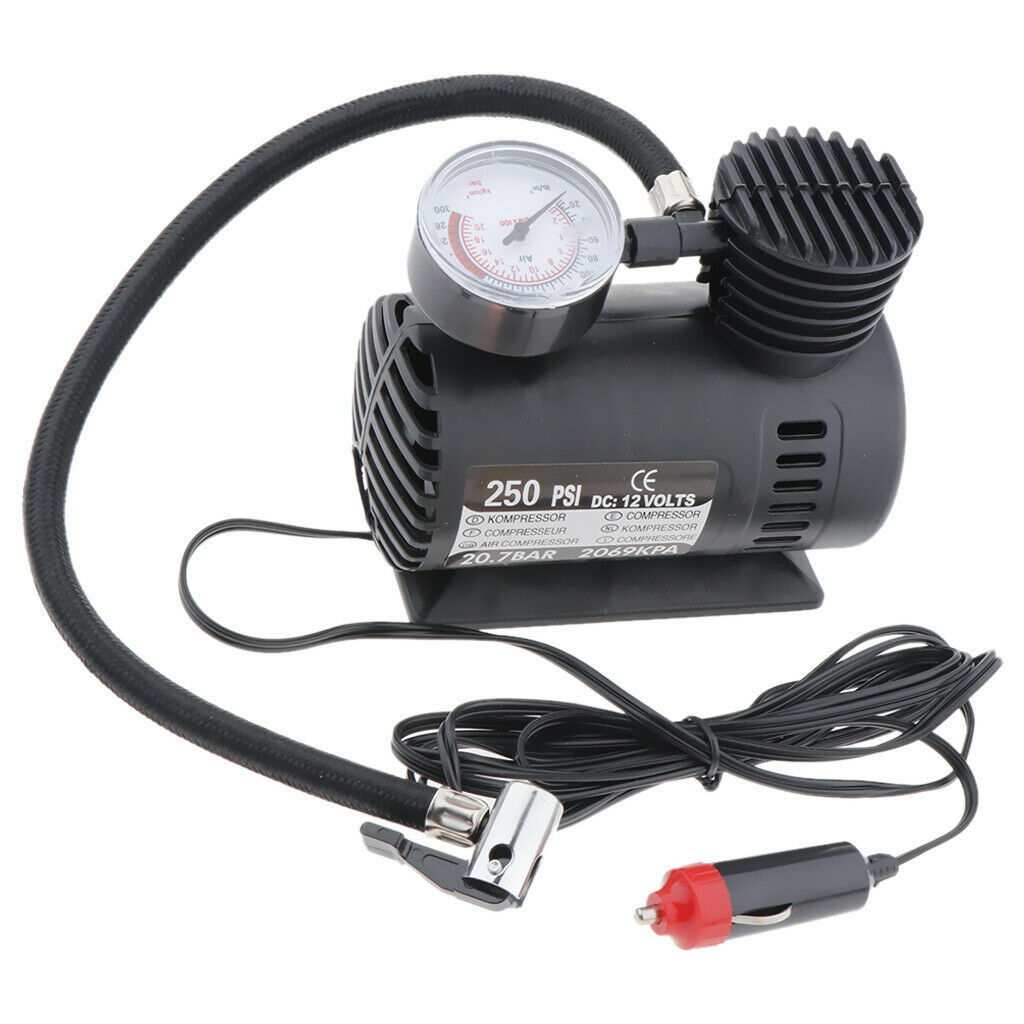 DC 12V Car Electric Mini Compact Compressor Pump Bike Tyre Air Inflator, 300 PSI