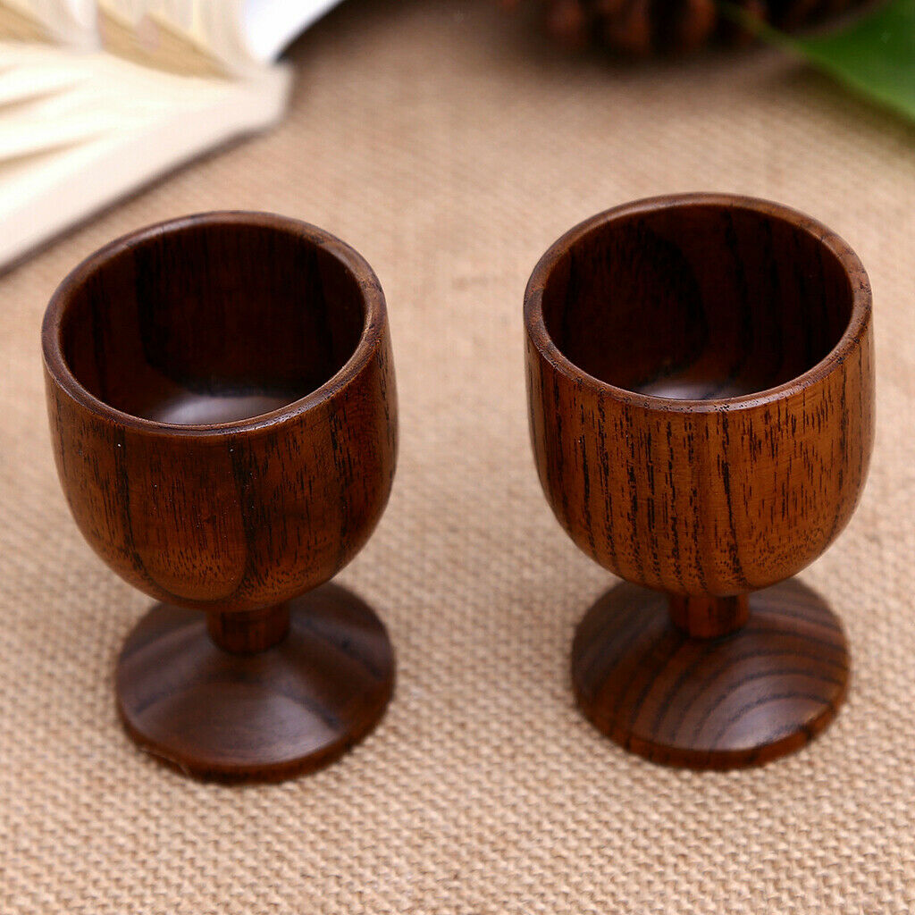 Natural Wooden Goblet Red Wine Cup Beer Mug Party Groomsmen Brown Gift Free