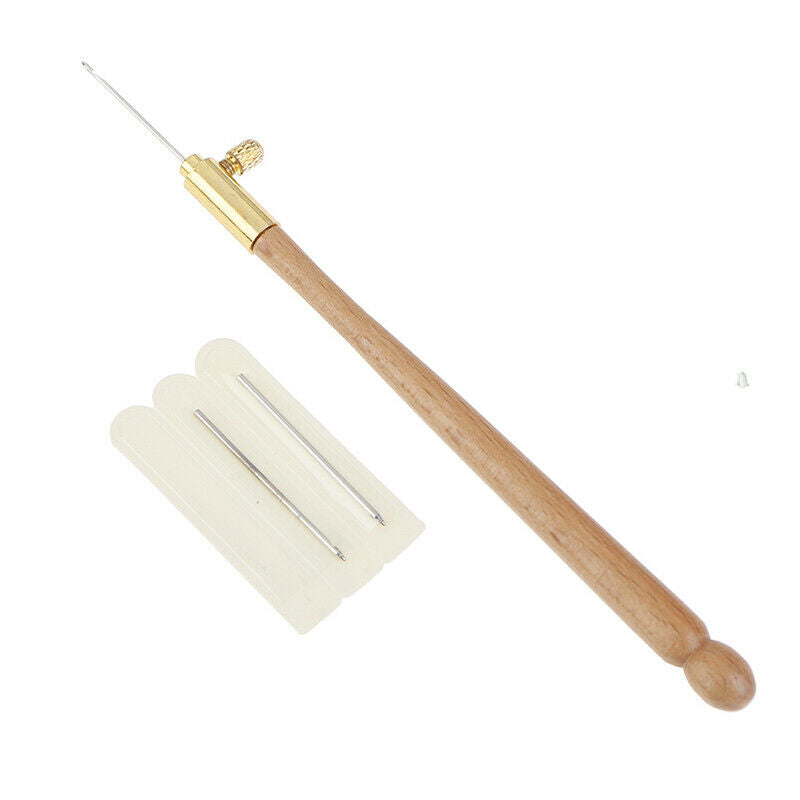 Wooden Handle Tambour Crochet Hooks Knitting Tools with 3 Needl.l8