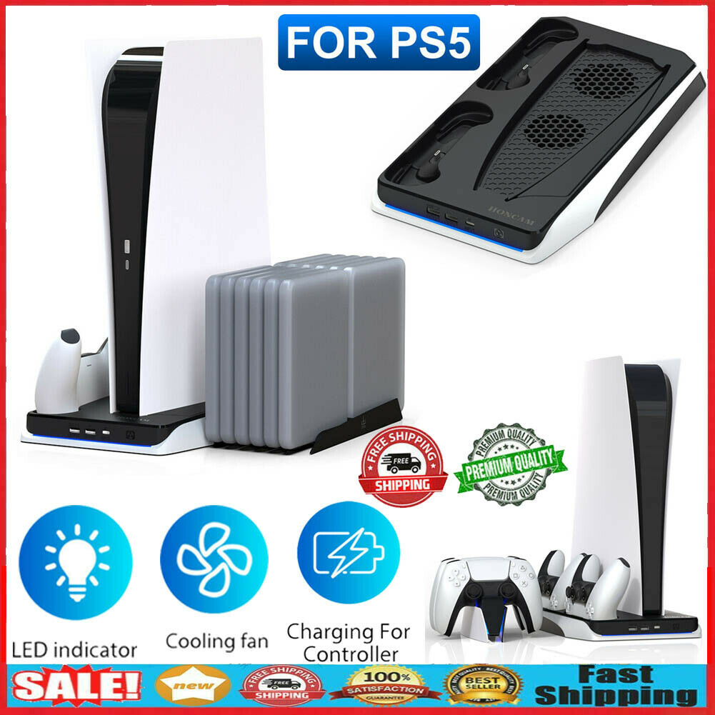 For PS5 PS5 Digital Edition Vertical Cooling Stand Dual Controller Charger