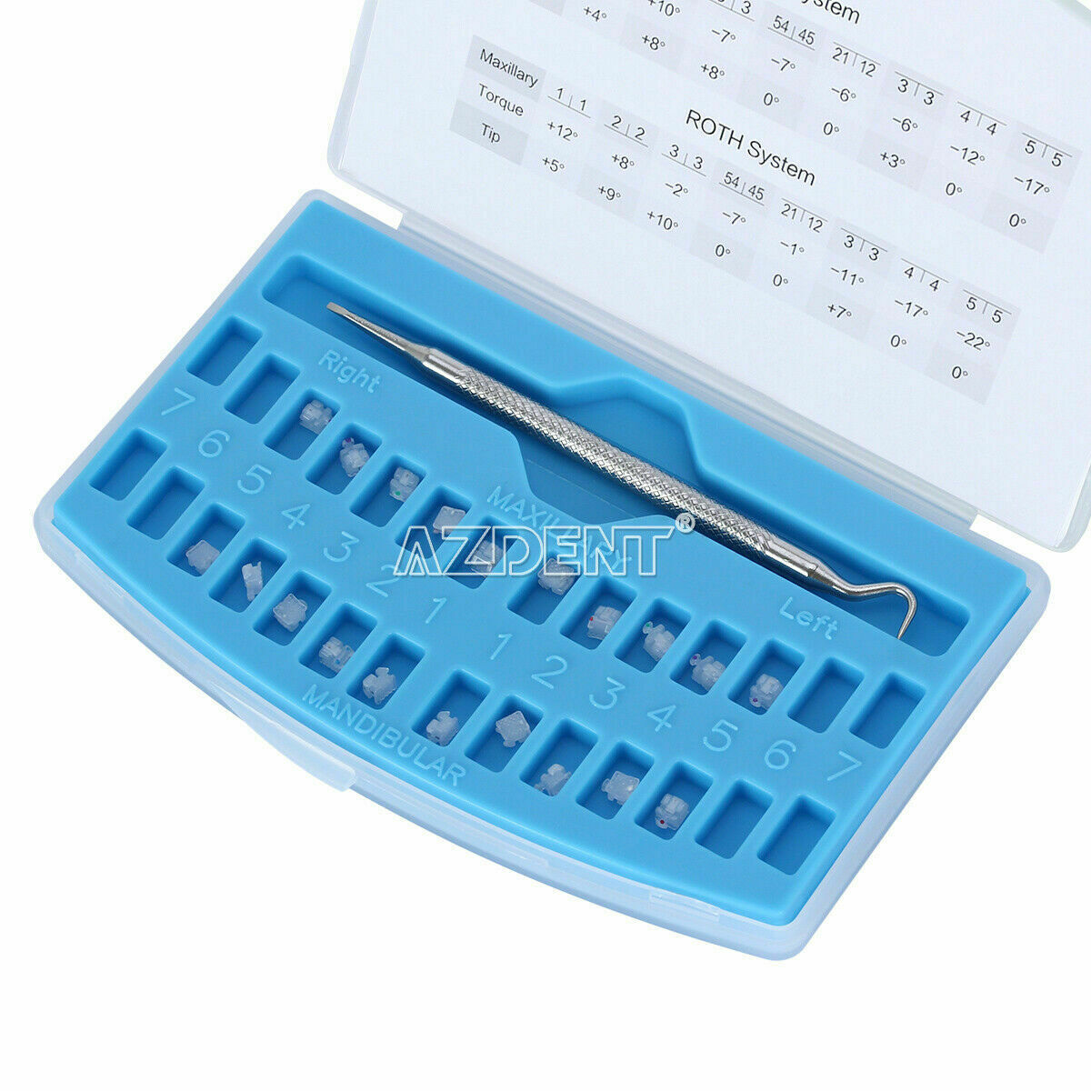 2 X Dental Ortho Ceramic Brackets Self Ligating Braces Roth 022 Hooks 345+Tool