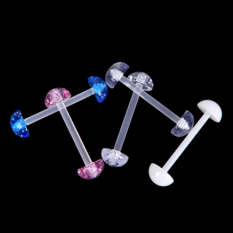 5Pcs/Set Mixed Acrylic Ball Barbell Soft Bar Tongue Ring Studs Body Pierc.l8