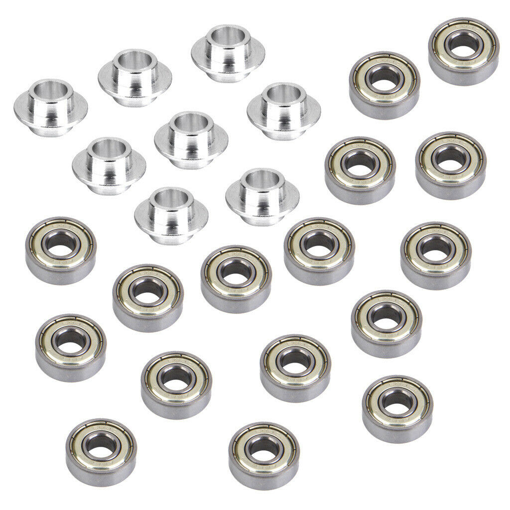 8pcs 8mm Roller Skate Spacers + 16pcs Roller Inline Skate Steel Bearings