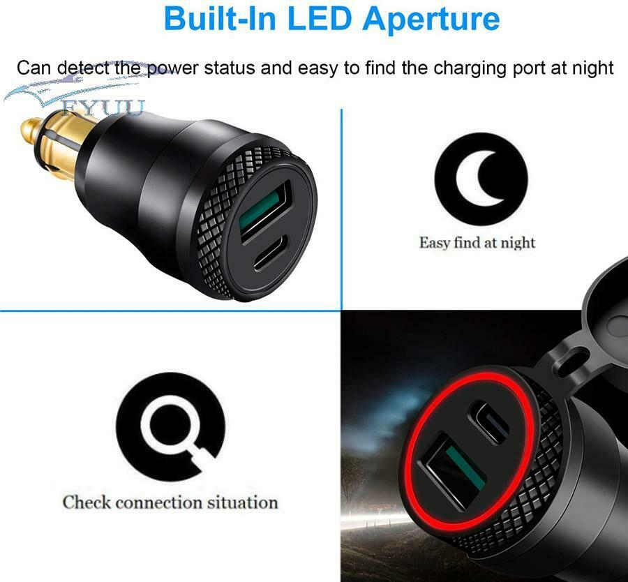 QC3.0USB Type C PD Waterproof DIN Plug Socket Fast Charger Adapter Hella For BMW